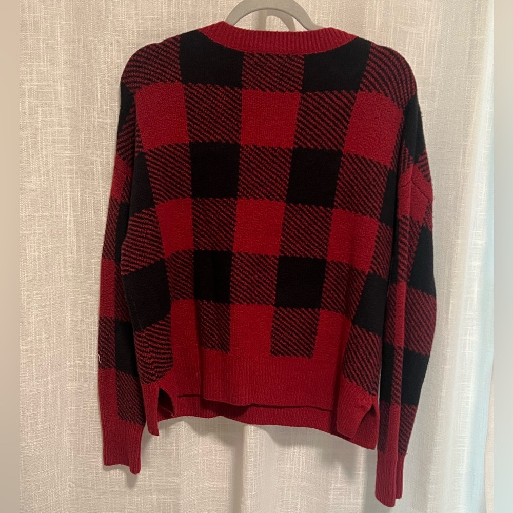 William Rast Buffalo Plaid Checked V-Neck Sweater - Picture 2 of 4